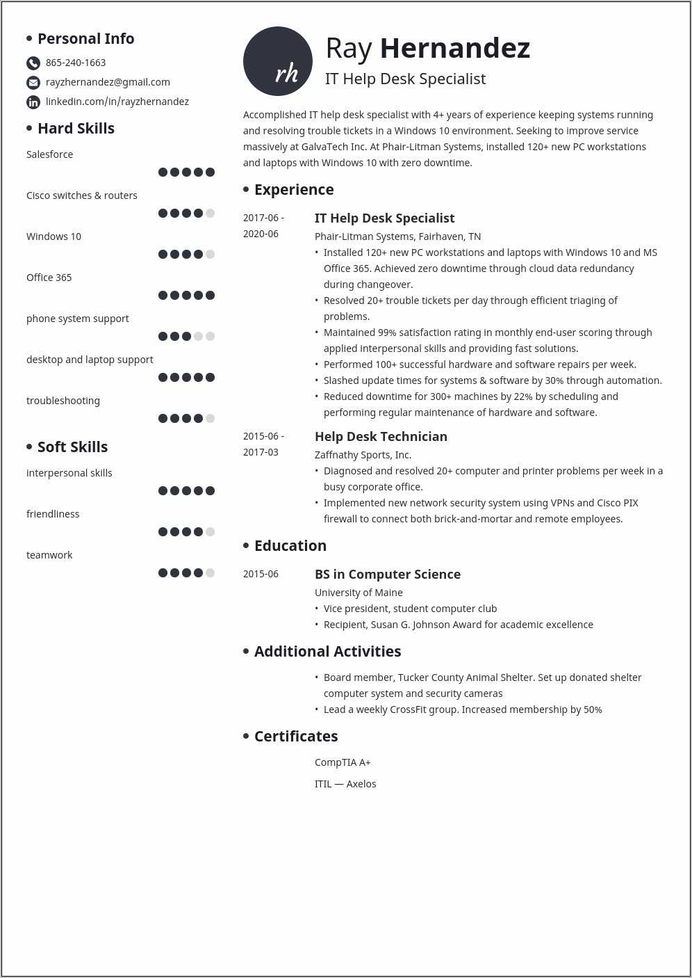 Skills To Put On Resumer For It Helpdesk - Resume Example Gallery