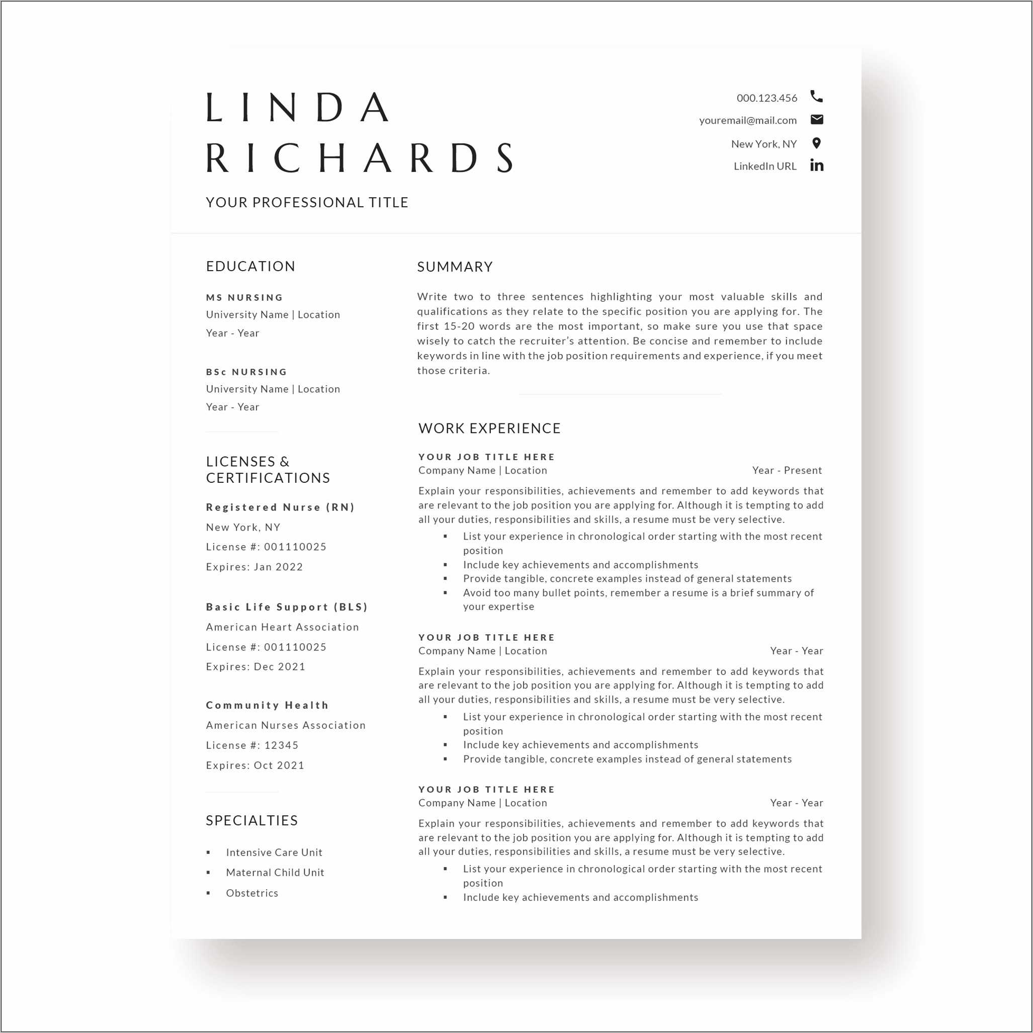 Staff Nurse Resume Format In Word - Resume Example Gallery