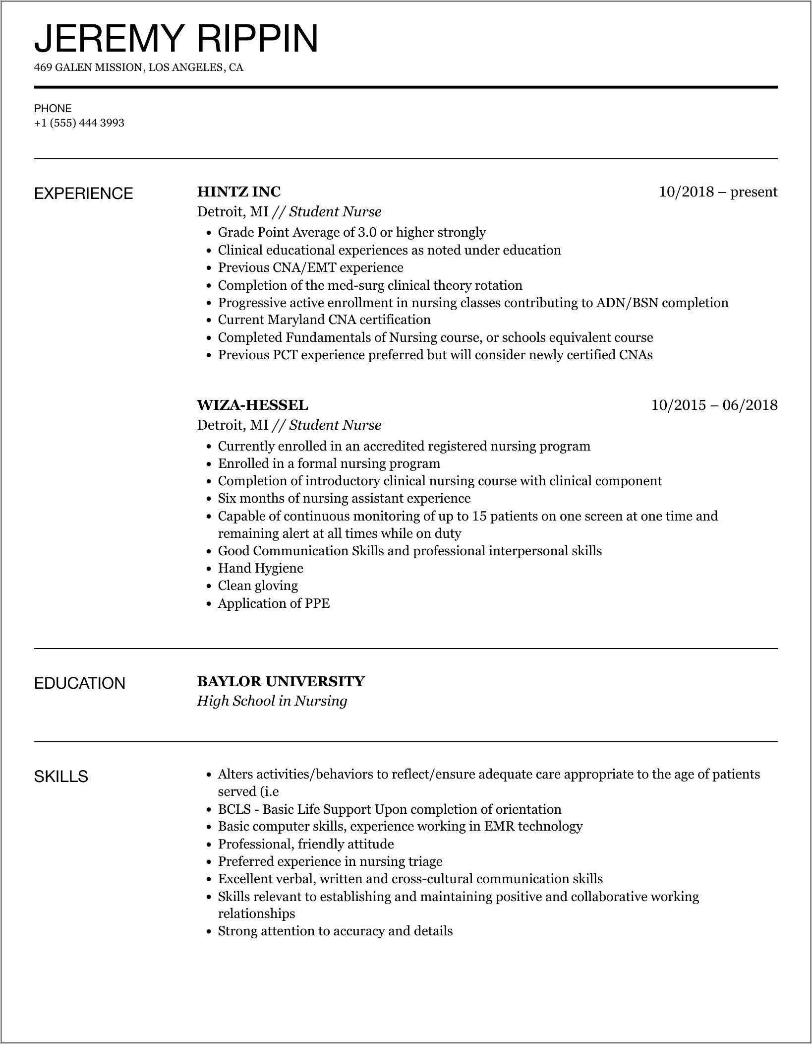 Where To Put Minor On Resume - Resume Example Gallery